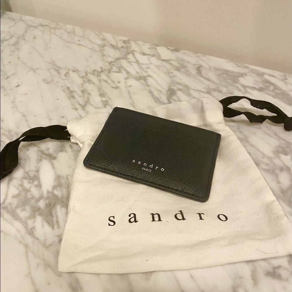 Sandro Navy blue leather card holder